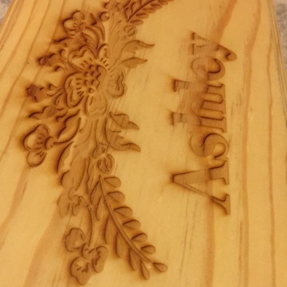 Handmade Wood Box with Ashley Engraved into Top Pattern 50% WHEN BUNDLING 2 OR M - Picture 3 of 8